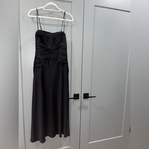 Shona Joy Black Ruched Midi Dress Size USA 4 NWT